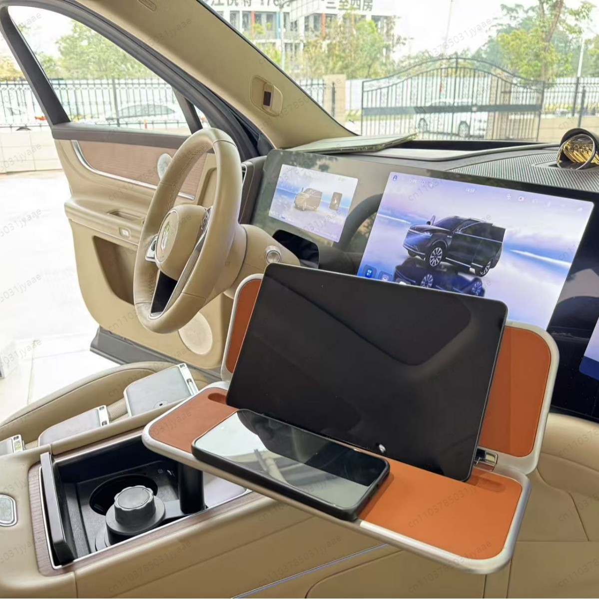 Desk Setup Maker - โต๊ะพับได้สำหรับรถยนต์, โต๊ะวางแล็ปท็อปแบบพกพาและที่วางโทรศัพท์สำหรับผู้ขับขี่เบาะหลัง