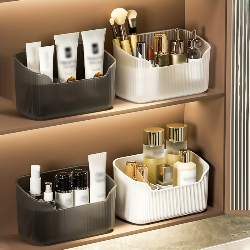 Desk Setup Shelves - กล่องเก็บเครื่องสำอางอเนกประสงค์, ชั้นวางของบนโต๊ะพร้อมภาชนะใส่เครื่องสำอาง, ที่ใส่ดินสอสำหรับสำนักงาน, โรงเรียน, ห้องน้ำ