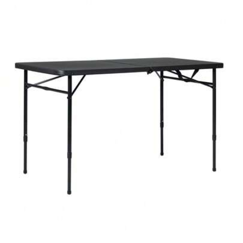 Desk Setup Black And Wood - โต๊ะพับได้แบบปรับระดับได้ ขนาด 4 ฟุต พับครึ่งได้ ทนทาน
