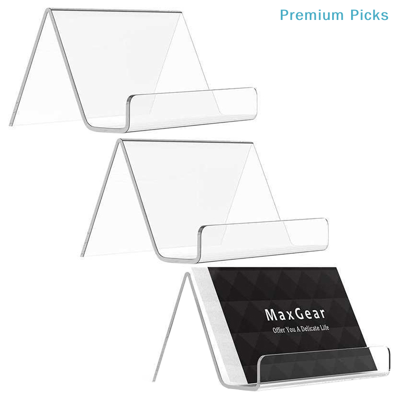 Desk Setup Shelves - ที่วางนามบัตรอะคริลิกใสแบบพกพาสำหรับโต๊ะทำงาน ชั้นวางของ กล่องเก็บของ ที่วางโชว์สินค้า อุปกรณ์สำนักงานและร้านอาหาร