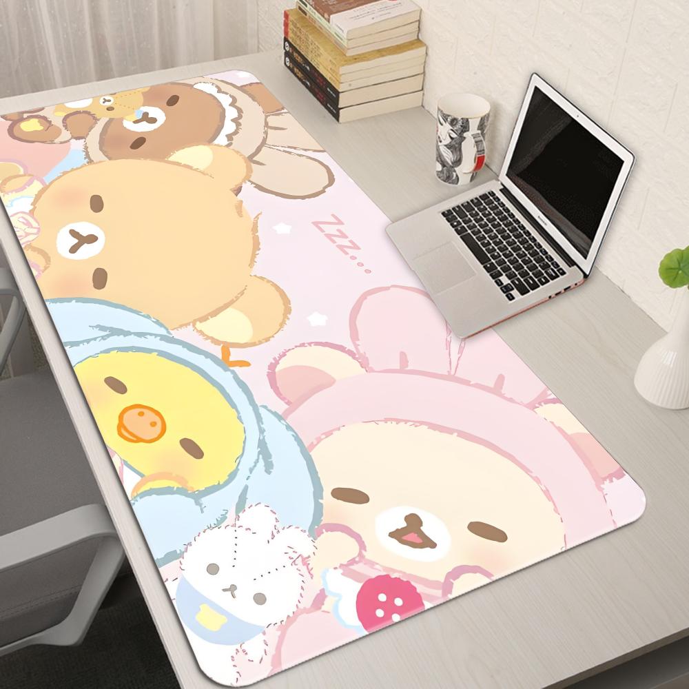 Yellow Desk Setup - แผ่นรองเมาส์การ์ตูนสีชมพูขนาด XXL ลายอนิเมะน่ารัก สำหรับคีย์บอร์ด แล็ปท็อป เกมมิ่ง