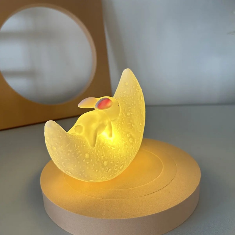 Yellow Desk Setup - Night Light Sleep Light Moon Rabbit