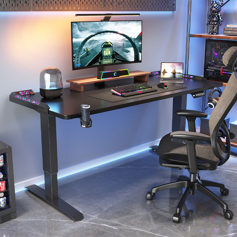 Desk Setup Pc - โต๊ะทำงานปรับระดับความสูงได้ด้วยระบบไฟฟ้า แบบยืน-นั่ง โต๊ะคอมพิวเตอร์ยกขึ้นลงได้ด้วยมอเตอร์ โต๊ะเกมมิ่ง โต๊ะทำงานทันสมัยสำหรับบ้านและสำนักงาน