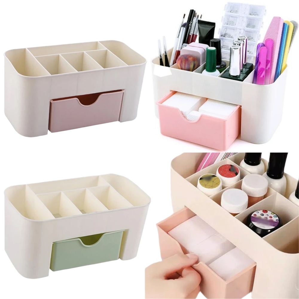 Desk Setup Shelves - Nail Art Organizer เดสก์ท็อปลิ้นชักกล่องเก็บเครื่องสําอางแปรงแต่งหน้ากล่องเครื่องประดับลิปสติกหน้ากากช่อง