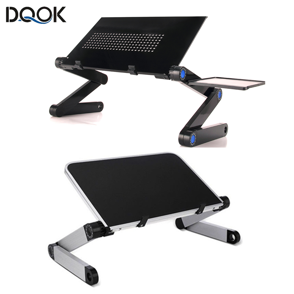 Desk Setup Pc - โต๊ะแล็ปท็อปแบบปรับได้ขาตั้งอลูมิเนียมแบบพกพา Ergonomic Lapdesk สําหรับเตียงทีวีโซฟา PC โน้ตบุ๊คโต๊ะพร้อมแผ่นรองเมาส์