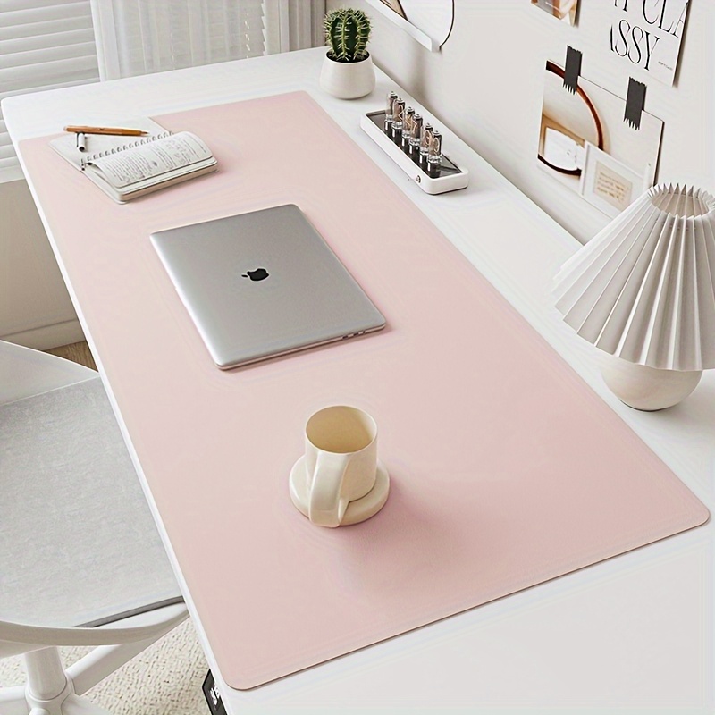 Yellow Desk Setup - แผ่นรองโต๊ะหนังเทียมกันน้ำขนาดใหญ่ 1 ชิ้น - แผ่นรองเมาส์สำนักงานสีทึบกันลื่นและแผ่นรองป้องกันคีย์บอร์ด