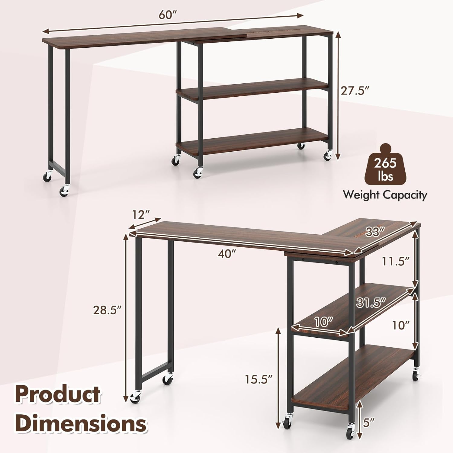 360 °   โต๊ะข้างหมุนได้ 2 ชั้น - Desk Setup Maker บทวิจารณ์และราคา