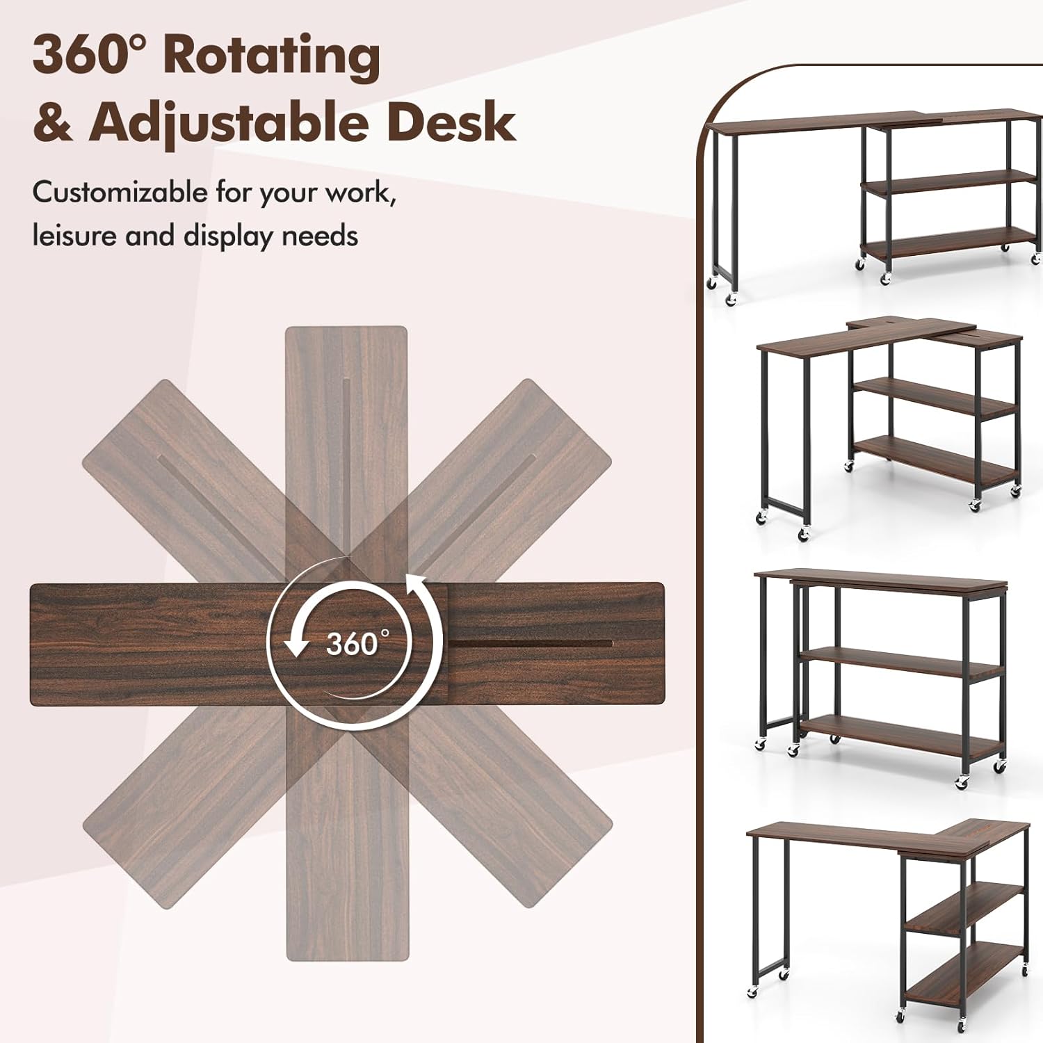 360 °   โต๊ะข้างหมุนได้ 2 ชั้น - Desk Setup Maker บทวิจารณ์และราคา