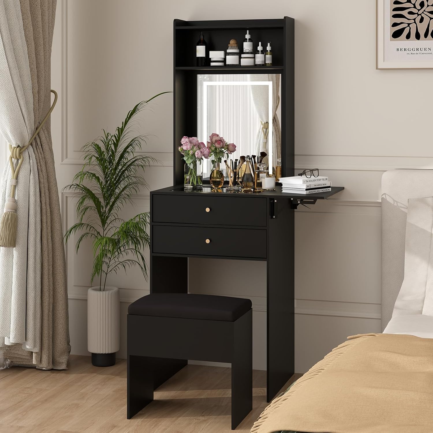 ชุดโต๊ะเครื่องแป้งสีดำขนาดเล็ก - Desk Setup Black And Wood บทวิจารณ์และราคา