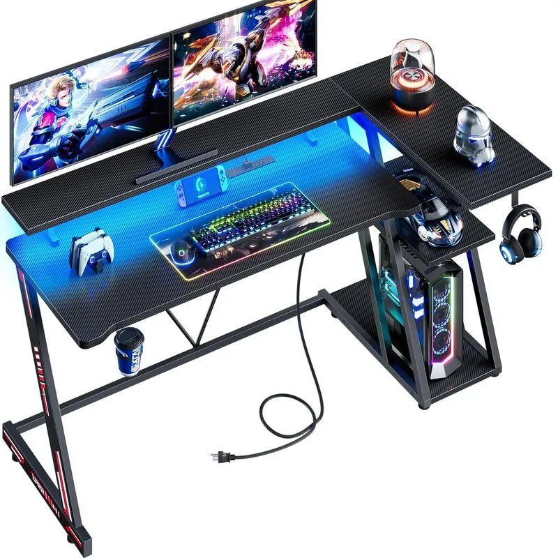 โต๊ะเกมมิ่งรูปตัว L ทำจากคาร์บ - Desk Setup Black And Wood บทวิจารณ์และราคา
