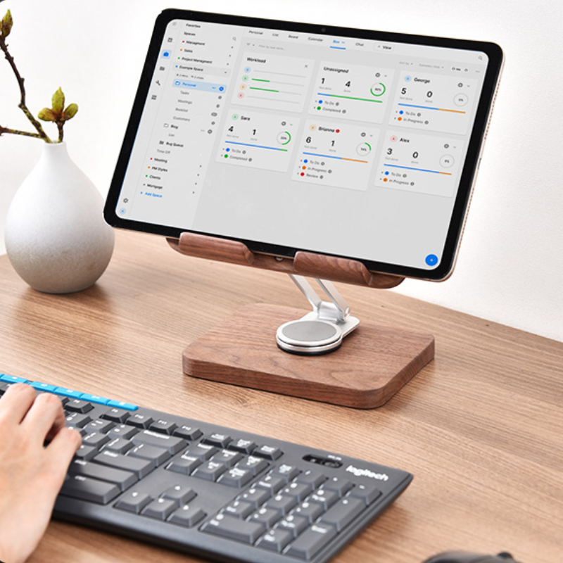ขาตั้งไอแพดสีดำวอลนัทพร้อม 360 - Desk Setup Black And Wood บทวิจารณ์และราคา