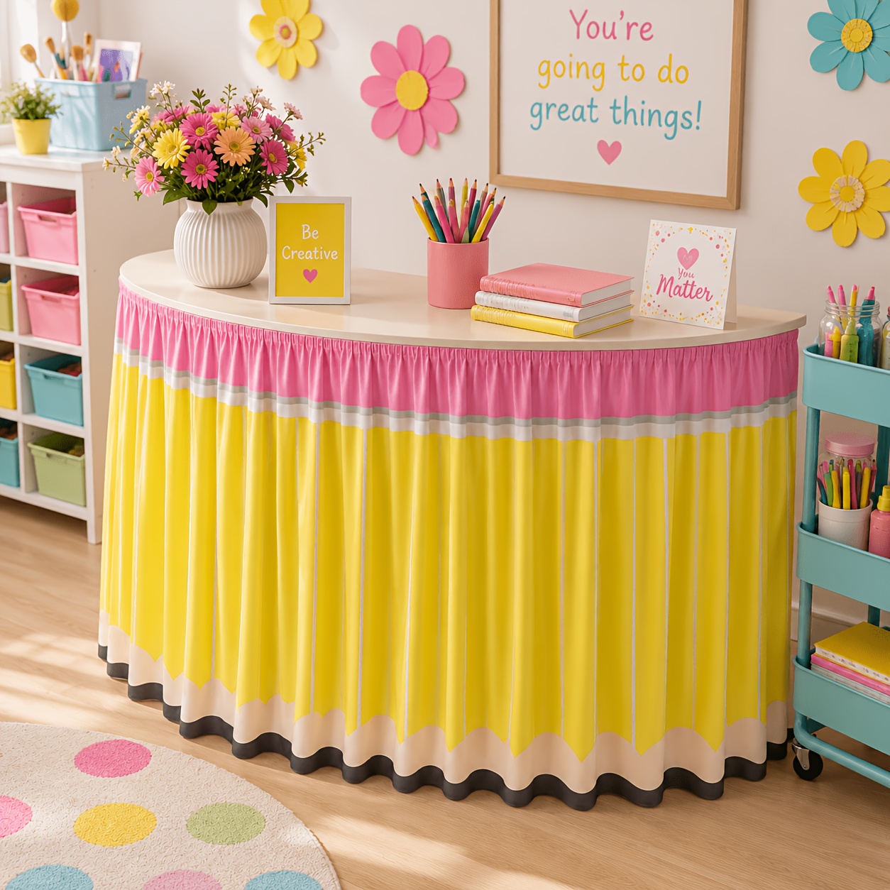 กระโปรงโต๊ะเขียนหนังสือลายดินส - Yellow Desk Setup บทวิจารณ์และราคา