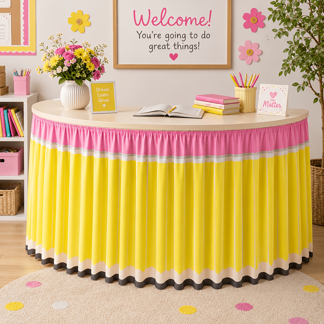 กระโปรงโต๊ะเขียนหนังสือลายดินส - Yellow Desk Setup บทวิจารณ์และราคา