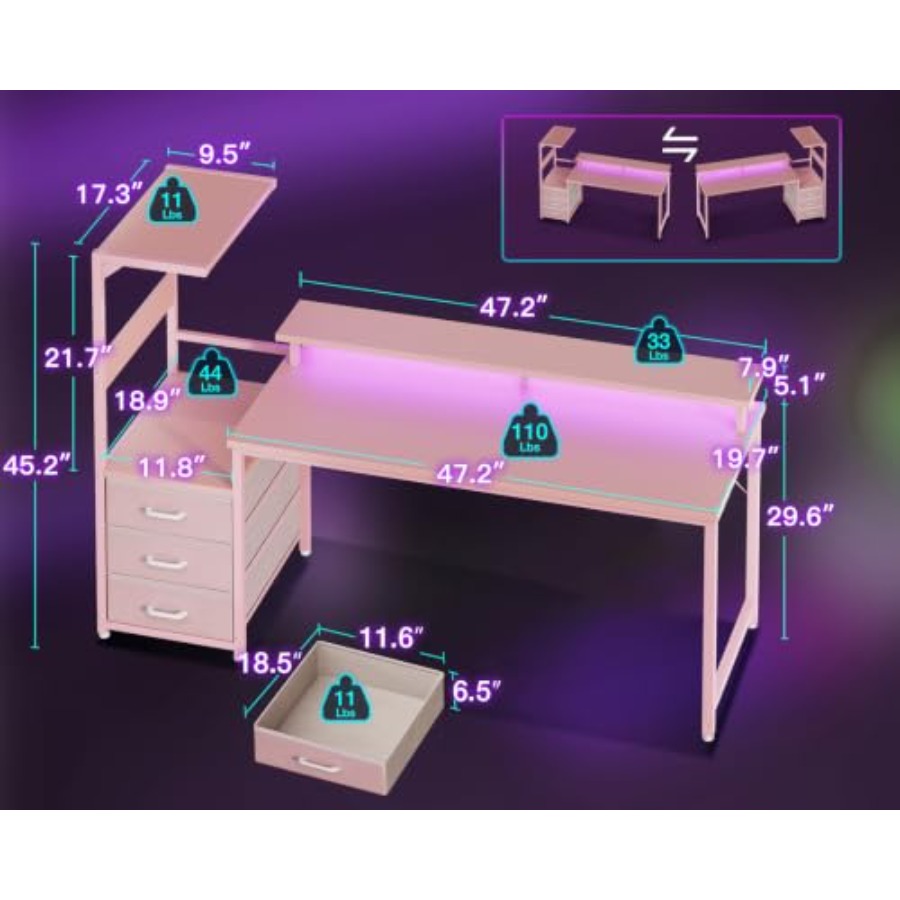โต๊ะเกมมิ่งพร้อมชั้นวางคอมพิวเ - Desk Setup Black And Wood บทวิจารณ์และราคา