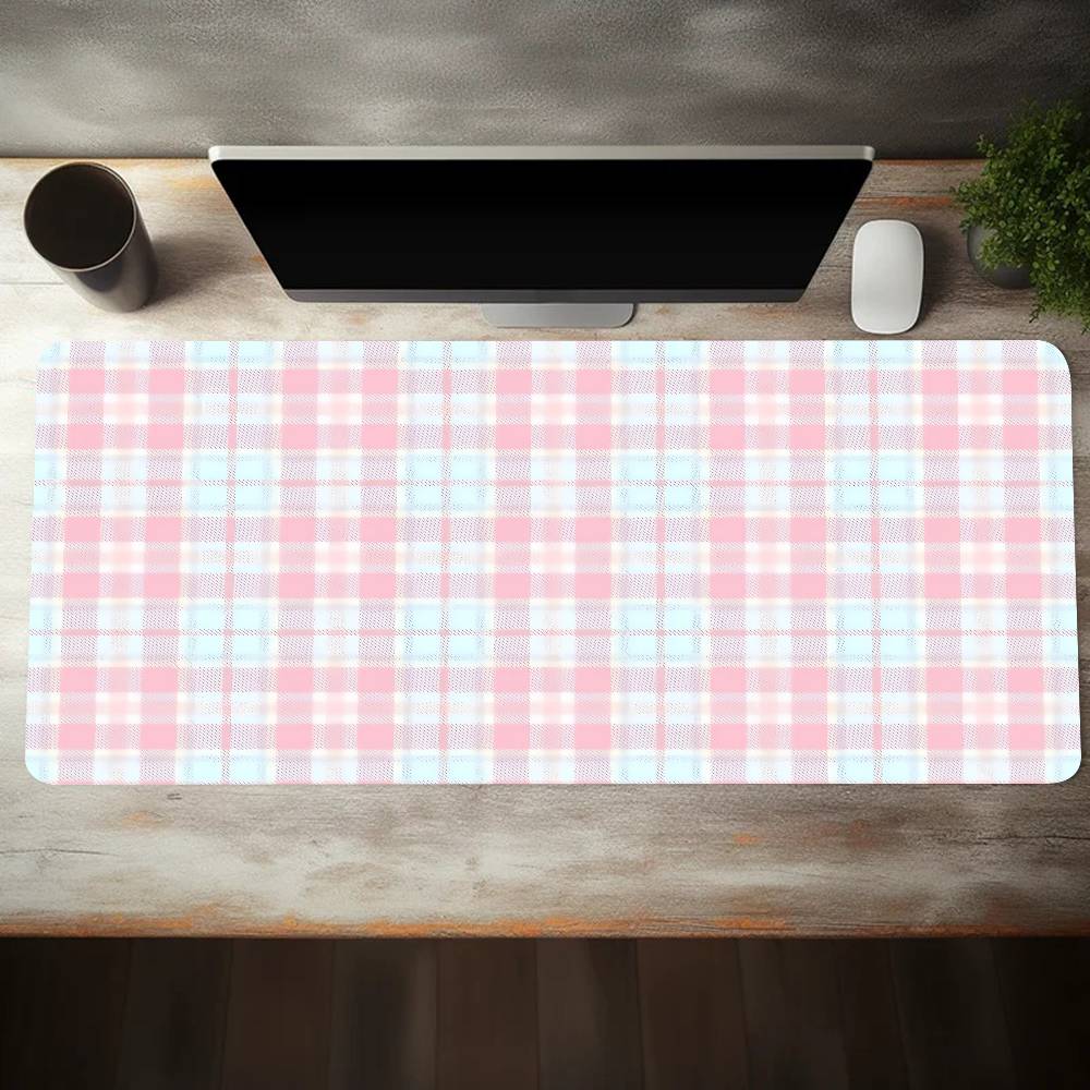 Plaid Pattern Mouse Pad Large  - Yellow Desk Setup บทวิจารณ์และราคา