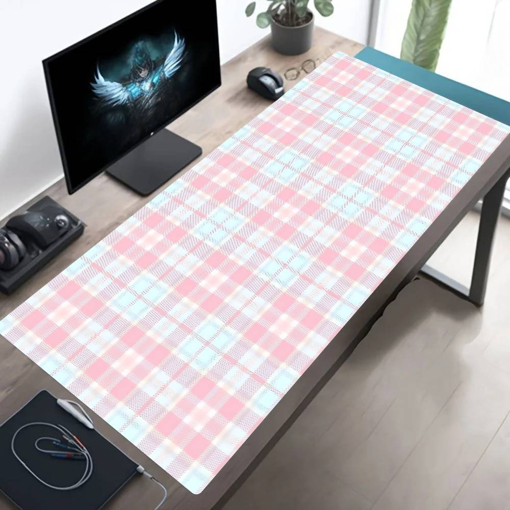 Plaid Pattern Mouse Pad Large  - Yellow Desk Setup บทวิจารณ์และราคา