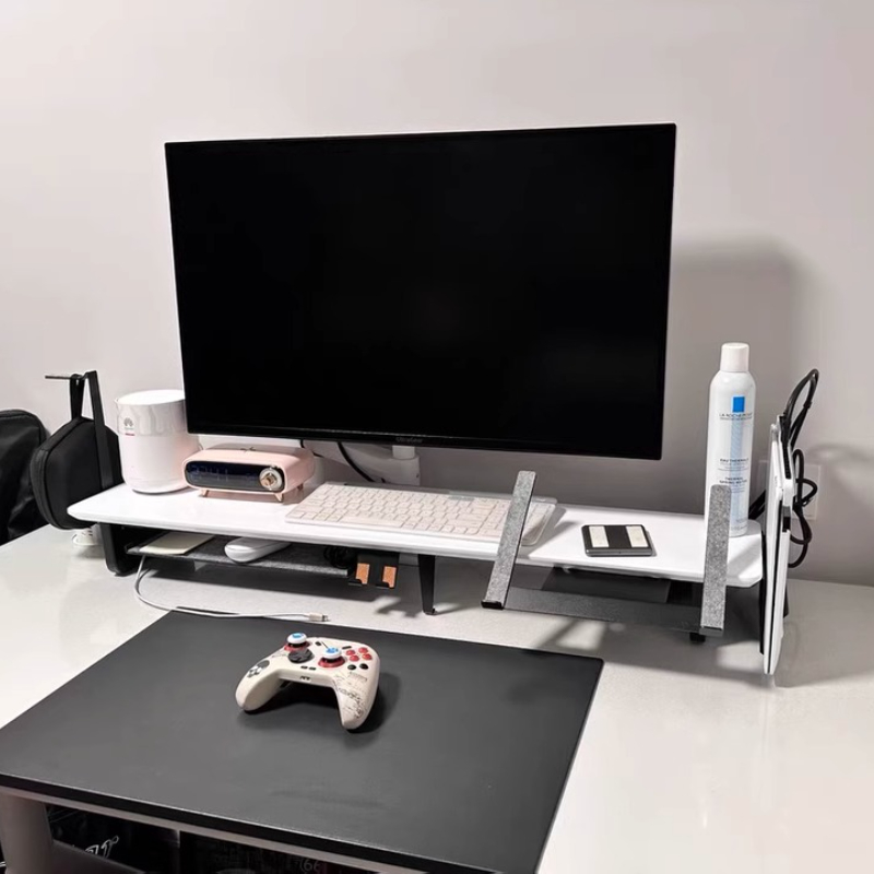 ขาตั้งจอภาพแบบแยกส่วน ที่วางอุ - Desk Setup Black And Wood บทวิจารณ์และราคา