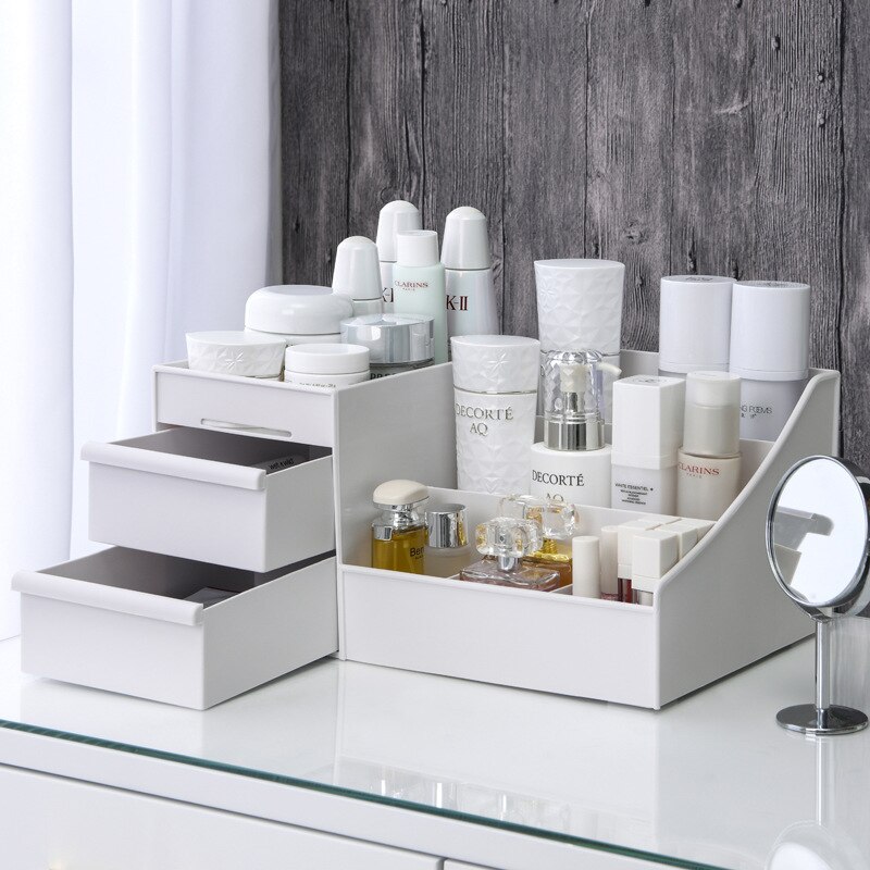 กล่องเก็บเครื่องสำอางพลาสติกสี - Desk Setup Shelves บทวิจารณ์และราคา