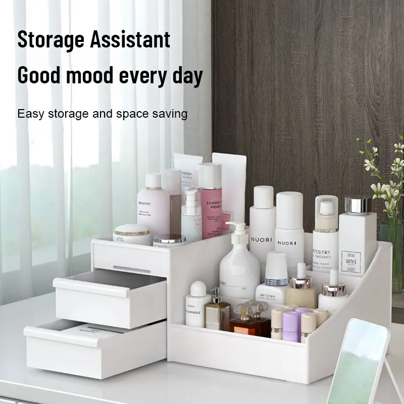 กล่องเก็บเครื่องสำอางพลาสติกสี - Desk Setup Shelves บทวิจารณ์และราคา
