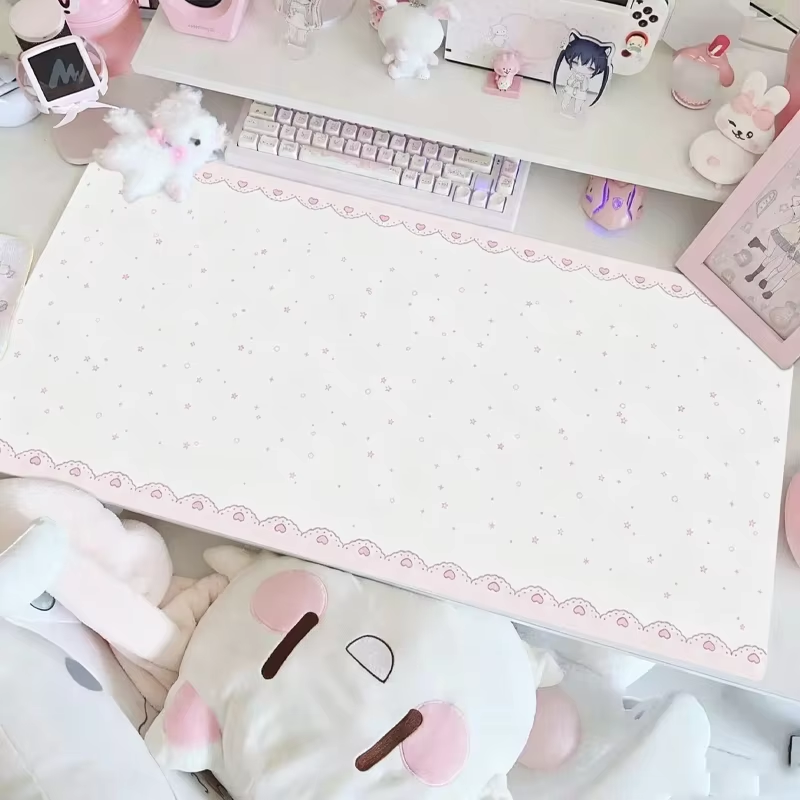แผ่นรองเมาส์หนัง PU สีชมพูหวาน - Yellow Desk Setup บทวิจารณ์และราคา
