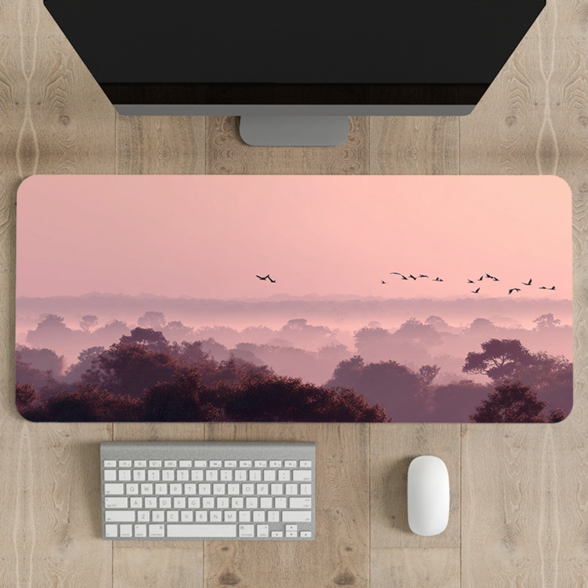 แผ่นรองเมาส์สีชมพูและสีม่วงในฝ - Your Desk Setup บทวิจารณ์และราคา